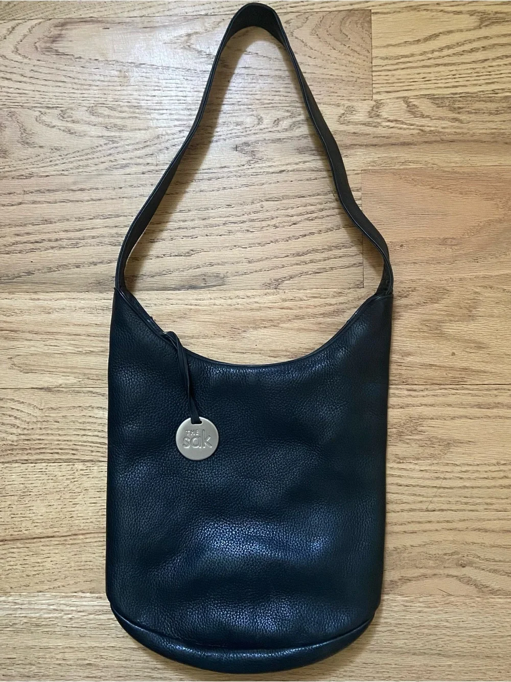 The Sak Leather Shoulder Hobo Bag Women's Black Pebbled Purse Handbag Boho READ